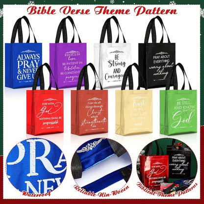 Christian Gift Bags Bulk 48pcs with Handles | Bible Verse Religious Gift Bags Medium Size | Reusable Church Bags for Father's Day, Baptism, Wedding, Party Favors, Church Visitors | Bright Mixed Colors