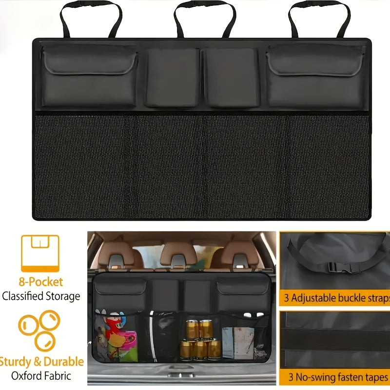 Car Trunk Organizer, Backseat Hanging Organizer with 8 Large Storage Bag Super Capacity -Trunk Organizer for SUV, Truck, Van -Your Space Saving Expert Car Accessories for Womenpurse Holder for Car