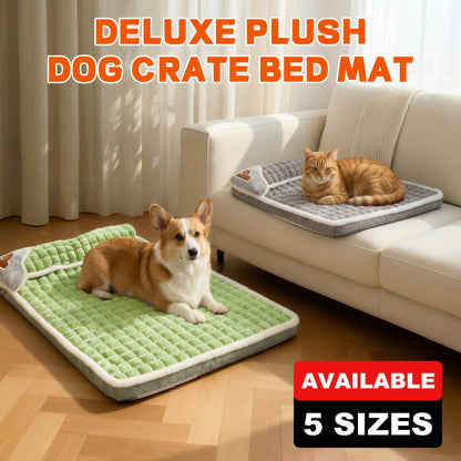 Thickened Dog Bed & Cat Bed Mat with Pillow – Anti-Slip, Machine Washable, Detachable Crate Mat for All Dogs & Cats, L & XL