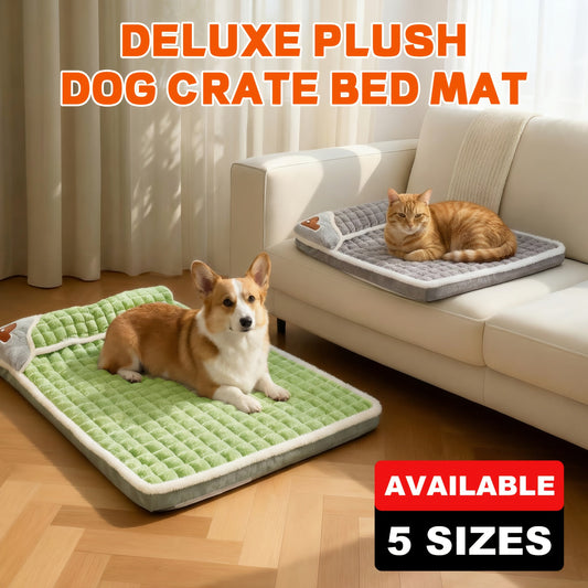 Thickened Dog Bed & Cat Bed Mat with Pillow – Anti-Slip, Machine Washable, Detachable Crate Mat for All Dogs & Cats, L & XL