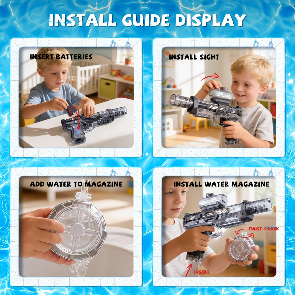 Kids Electric Water Gun with Sound Effects for Ages 3-6 – Automatic High Capacity Squirt Blaster Long Range, Toddler Summer Outdoor Pool Beach Backyard Party Toy, Birthday Gift for Boys Girls, 2-Pack Option