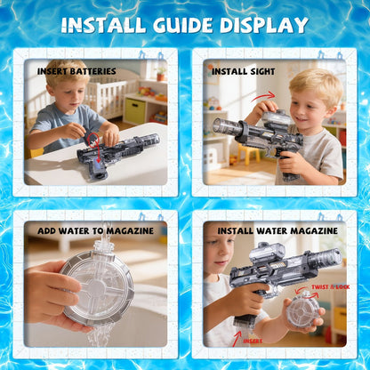 Kids Electric Water Gun with Sound Effects for Ages 3-6 – Automatic High Capacity Squirt Blaster Long Range, Toddler Summer Outdoor Pool Beach Backyard Party Toy, Birthday Gift for Boys Girls, 2-Pack Option