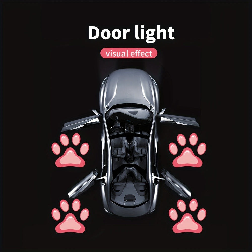 Car Door LED Projector Light 2 Pack - Welcome Courtesy Shadow Logo Puddle Lights, Cute Pattern Projection, Festive Atmosphere Night Light for Most Cars, Sky Blue Pink Amber