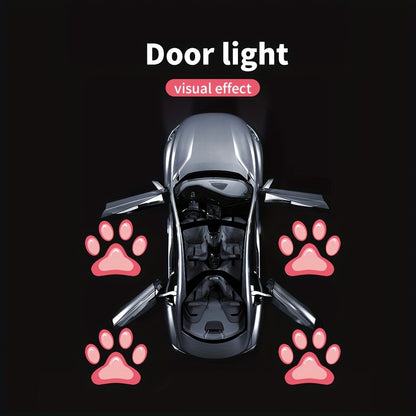 Car Door LED Projector Light 2 Pack - Welcome Courtesy Shadow Logo Puddle Lights, Cute Pattern Projection, Festive Atmosphere Night Light for Most Cars, Sky Blue Pink Amber