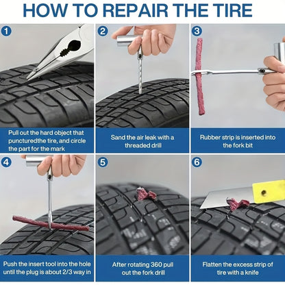 47/58/104/116pcs Tire Repair Tool Kit, Industrial Hand Tool Combination, Suitable for Cars, Motorcycles, Trucks, Tractors And Trailers, Durable Materials, No Battery Required, Automotive Maintenance Essentials. Valentine's Day Gift.