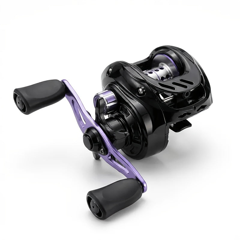 Baitcasting Reel 7.2:1 High-Speed Gear Ratio, 5+1 Ball Bearings 17.64LB Max Drag, Lightweight Freshwater Saltwater Bass Fishing Reel, Left & Right Hand Retrieve, Black Purple