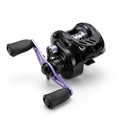 Baitcasting Reel 7.2:1 High-Speed Gear Ratio, 5+1 Ball Bearings 17.64LB Max Drag, Lightweight Freshwater Saltwater Bass Fishing Reel, Left & Right Hand Retrieve, Black Purple