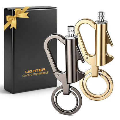 Permanent Match Flint Fire Starter 2-Pack – Waterproof Metal Keychain Lighter EDC with Bottle Opener