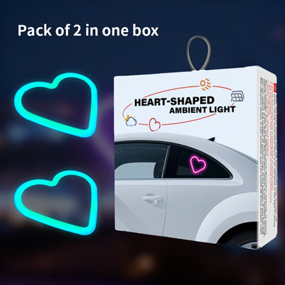 Set of 2 Car Interior Neon Heart Lights Available in Blue, Pink, Red, Ice Blue, Rechargeable Via Solar Or USB, Featuring 5 Lighting Modes, Perfect for Decorating Car Dashboards And Home Parties, an Ideal Gift for Couples During Halloween, Christmas