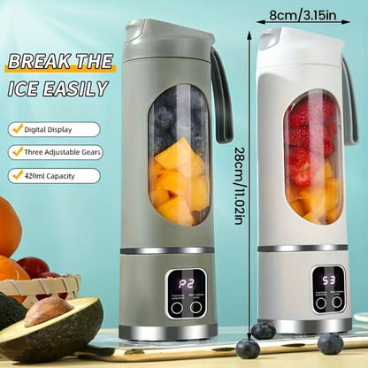 Portable Juicer USB Rechargeable with LED Display - Handheld Personal Blender for Smoothies, Juice & Ice Crush, Li-Ion Battery Powered Mini Juicer Cup for Home, Gym, Travel & Outdoor, Multiple Styles