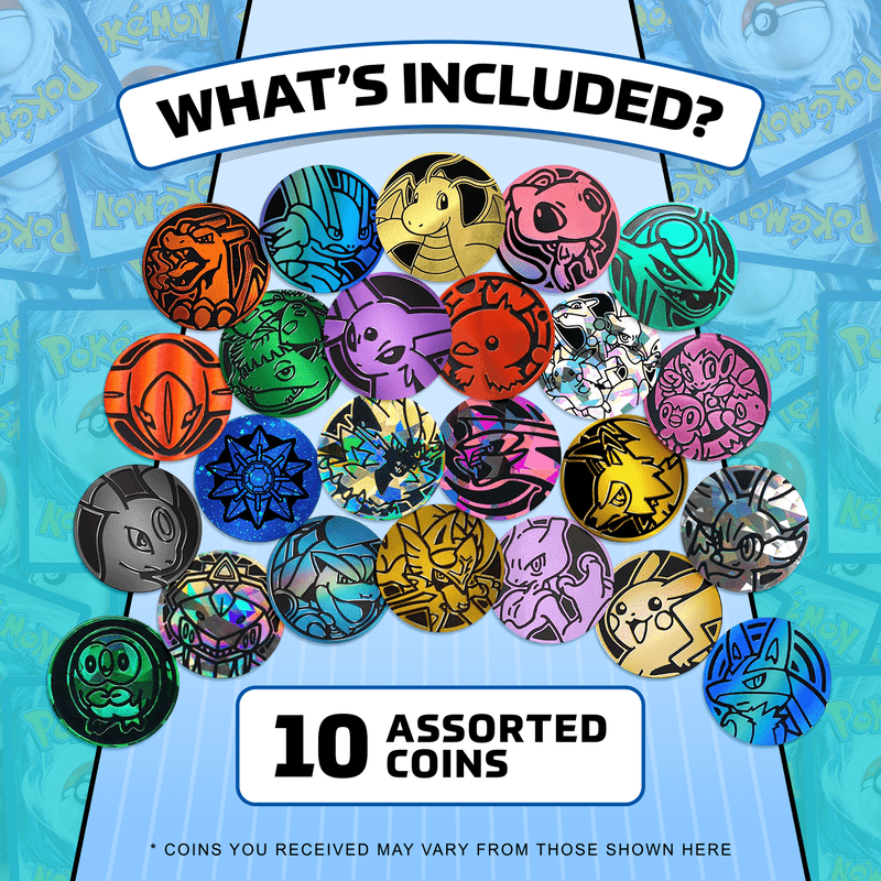 Pokemon TCG Coins Lot 10 Pack – Official Collectible Trading Card Game Coins, Charizard Pikachu Mewtwo & More, Tournament Legal, Birthday Gift for Kids & Fans