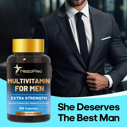 Men's Multivitamin 120 Capsules – Complete Daily Vitamin with Vitamin C, A, D, B6, B12, Zinc, Biotin & Folic Acid – Energy, Immunity & Exercise Support – Healthy Supplement for Men