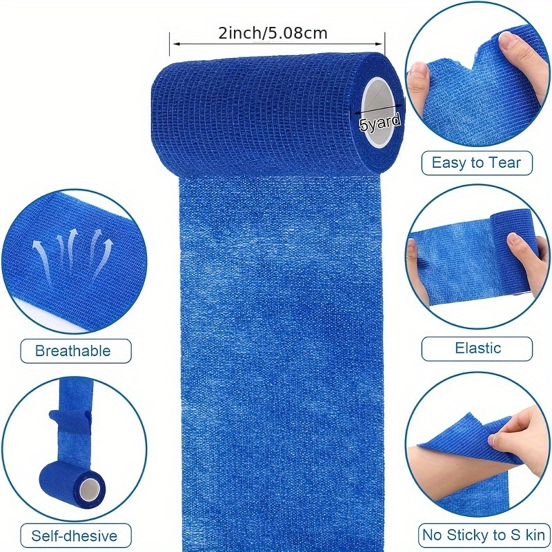 Self Adherent Bandage Wrap 36 Pack - 4 Inch x 5 Yard Cohesive Elastic Athletic Tape, Breathable Self-Stick Wrap for Wrist Ankle Knee Joint Support, Sports First Aid Compression Bandage Roll Set