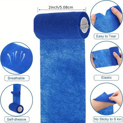 Self Adherent Bandage Wrap 36 Pack - 4 Inch x 5 Yard Cohesive Elastic Athletic Tape, Breathable Self-Stick Wrap for Wrist Ankle Knee Joint Support, Sports First Aid Compression Bandage Roll Set