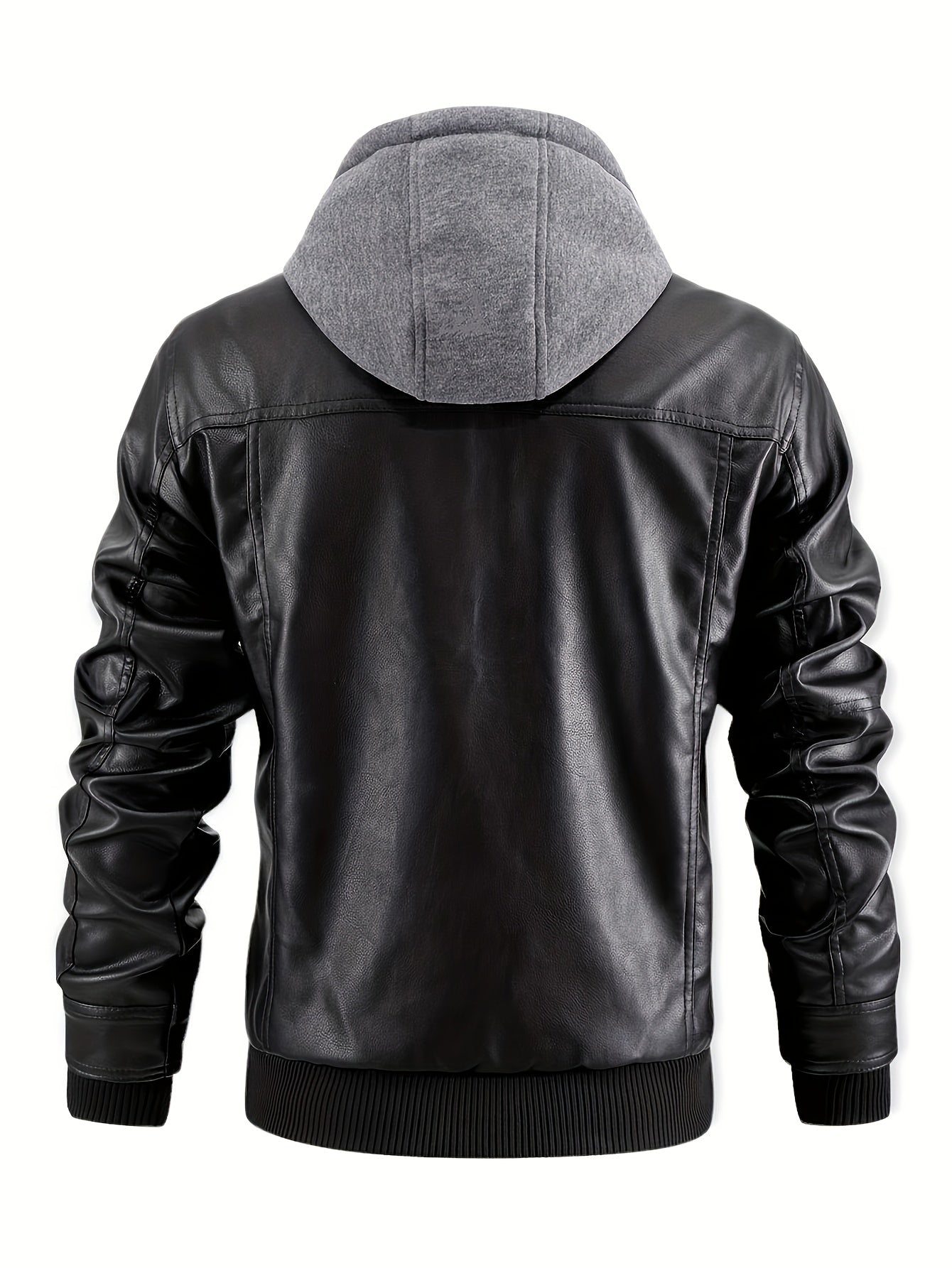 Men's Versatile Faux Leather Zip-Up Jacket