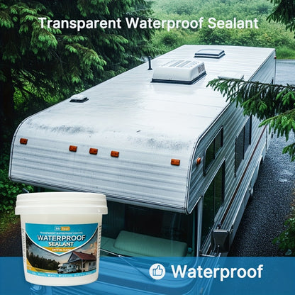 Clear Waterproof Sealant 1000g - Transparent Adhesive for Roof, RV, Wall, Pipe & Tile Leak Repair, Indoor & Outdoor, Includes Brush