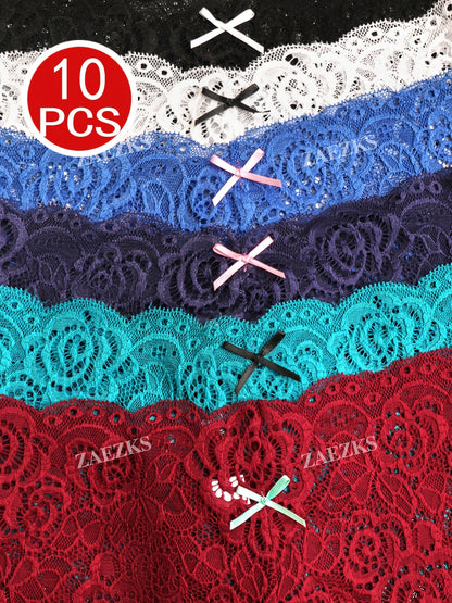10-Pack Women's Bra and Panty Lingerie Set - Floral Lace Coordinated Style