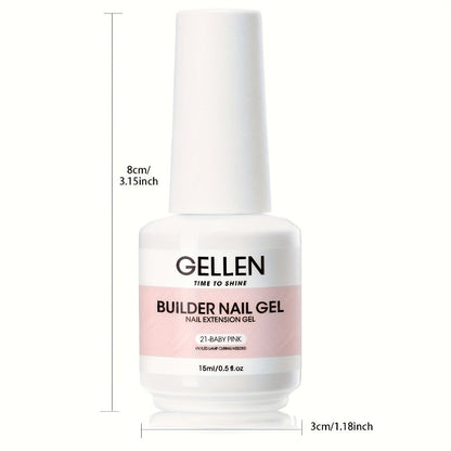 Hard Gel Nail Extension Builder Gel 7-in-1 Self-Leveling – 28+ Day Wear, LED UV Cured, 15ml, Clear Pink Nude Baby Pink Milky White, Acrylic Alternative for DIY Salon Manicure Women Nail Technicians