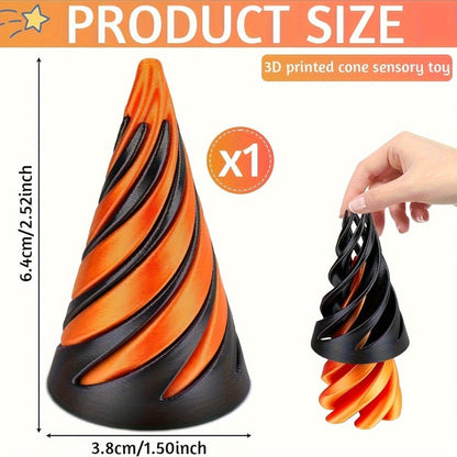 3D Printed Spiral Fidget Cone 10 Pack – Impossible Pyramid Spiral Tree & Carrot Stress Relief Toy, Unique Fish Tank Decoration, Office Desk Novelty Gift for Adults, Blue or Random Color