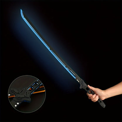 LED Cyberpunk Katana Prop 80cm Acrylic Luminous – 1:1 Scale Sci-Fi Glowing Sword for Cosplay Halloween Masquerade Party Display Collectible Blunt Safe Red Orange Green