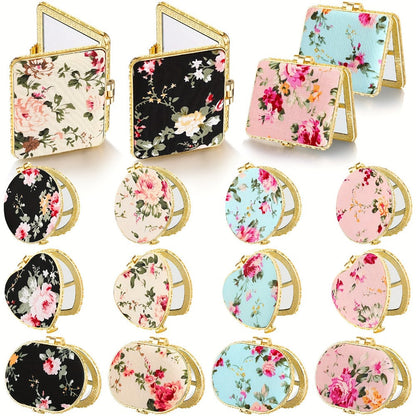 Bulk Compact Mirrors 48 Pack - Floral Pocket Mirror for Purse, Retro Folding Travel Mirror for Women & Girls, Flower Design Mini Makeup Mirror, Party Favor Gift Set, Vivid Style Assorted