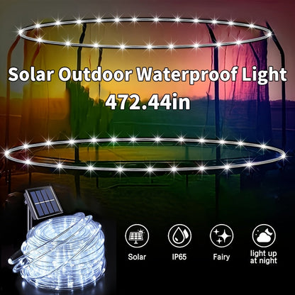 Solar Trampoline Lights for Kids – IP65 Waterproof LED Trampoline Accessories, 8 Dynamic Modes, Solar Powered Outdoor Light for 8-16ft Trampolines | Warm White, Multicoloured, White