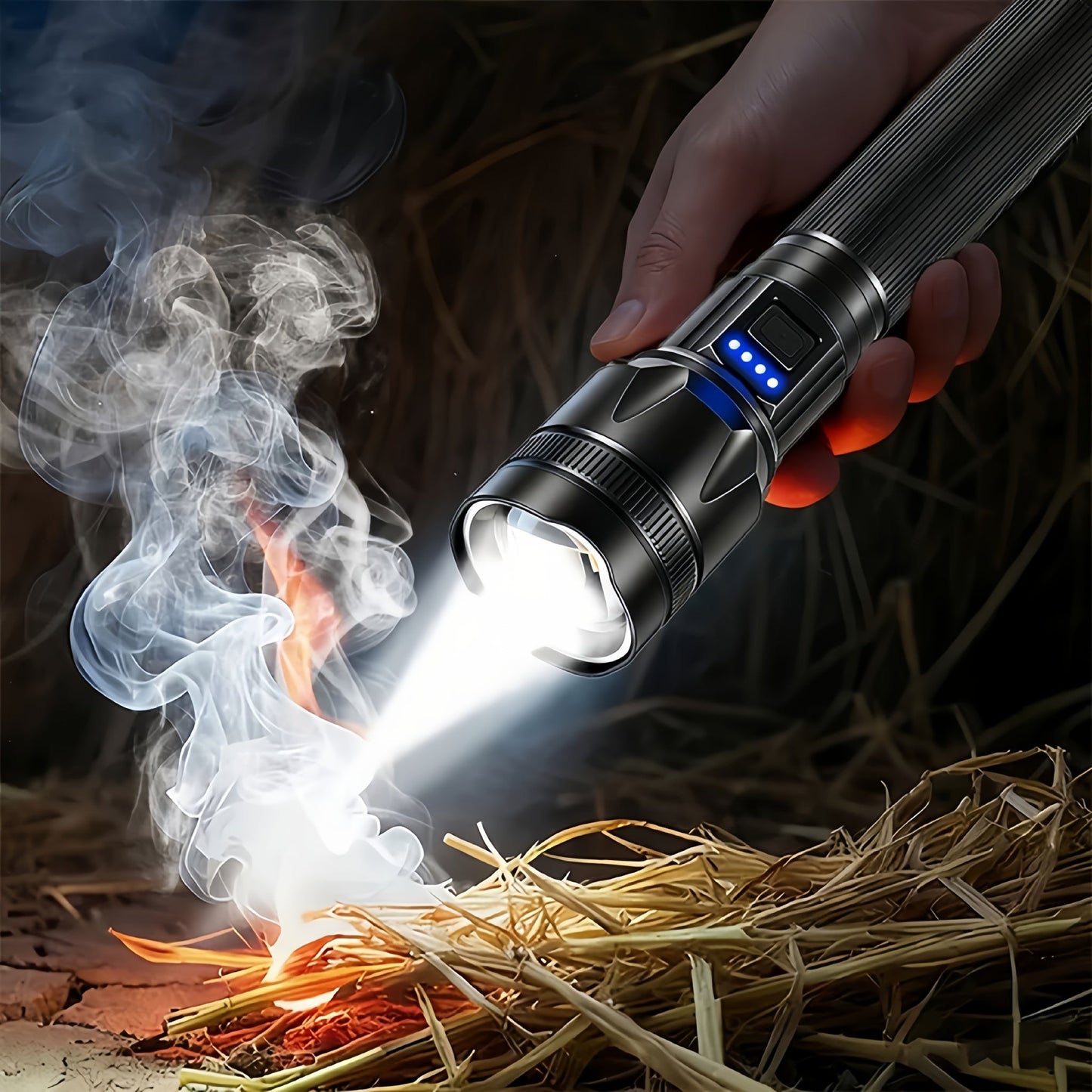4000 Lumen Flashlight P70 USB-C Rechargeable 5 Modes Aluminum Alloy 18650 LED Torch for Tactical Camping Hiking Emergency