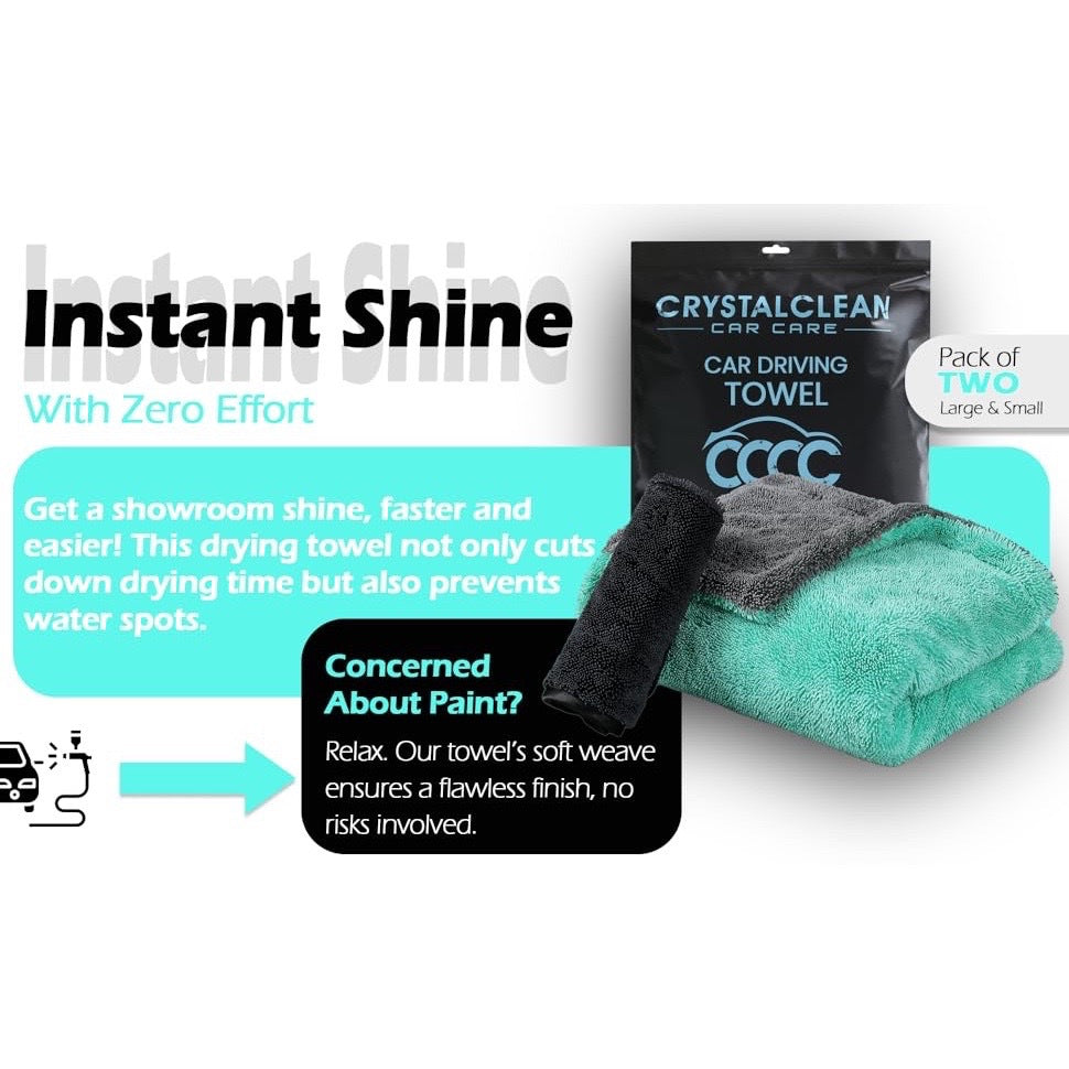 Extra Large Pack of 2 Double Twisted Loop Quick-Drying Towel | 24X36 Inches 1400GSM And 12X12 Inches | High Absorbency | Leaving No Streaks | Designed for Car Detailing