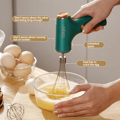 Wireless Electric Whisk Handheld Mixer - Rechargeable Cordless Egg Beater with Vertical Stand Design, Long Battery Life, Powerful Motor for Baking, Custard, Cream & Desserts, Kitchen Gift