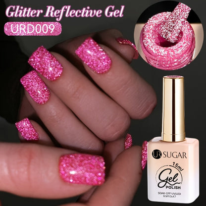Reflective Glitter Gel Nail Polish UR SUGAR 15ml Fluorescent Neon Shimmer UV LED Soak Off Semi Permanent Nail Art Varnish Manicure Set