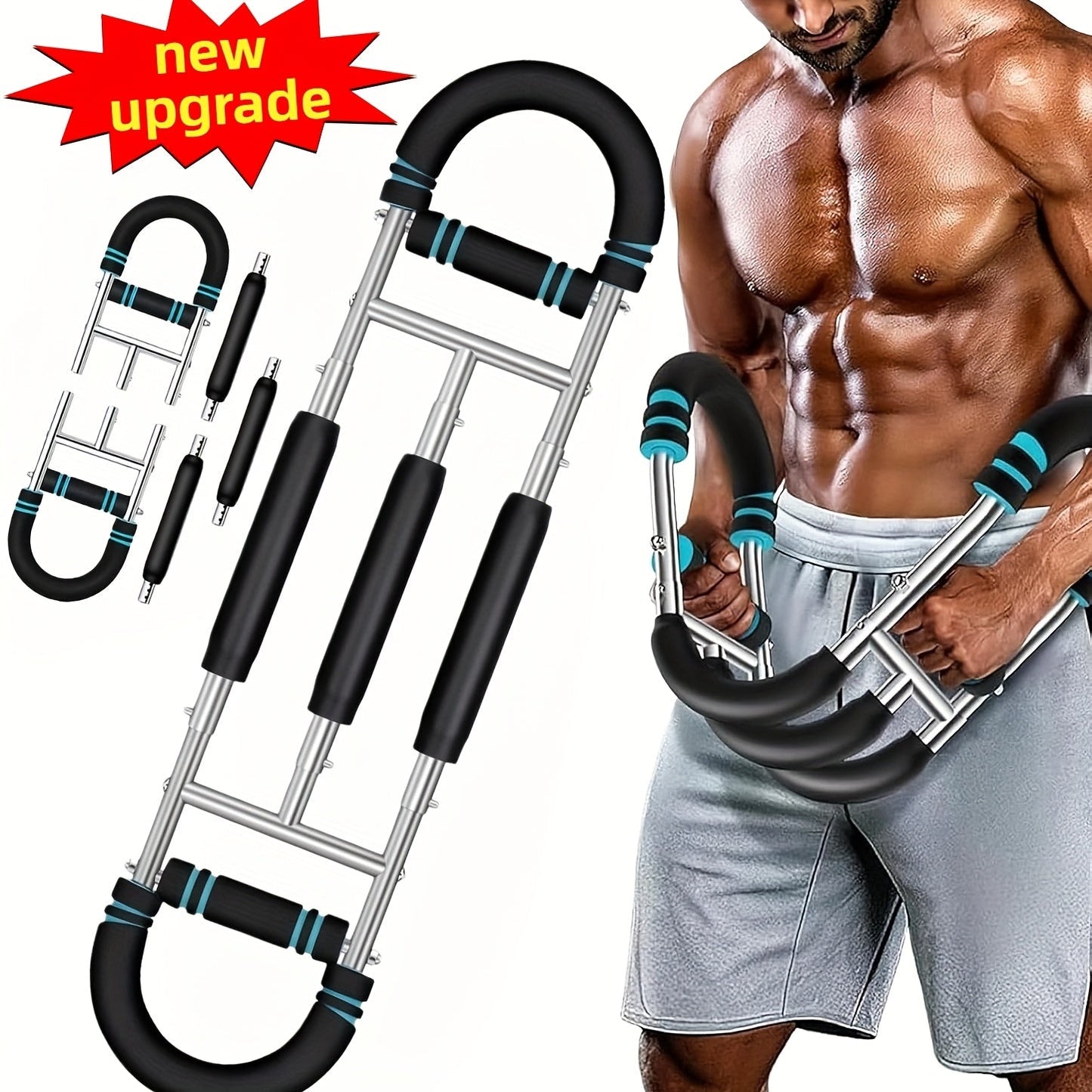Arm Strength Trainer Three-Bar Chest Expander, Adjustable Multi-Level Resistance, Portable Detachable Forearm & Chest Workout Device for Home Gym, Strength Training & Muscle Building