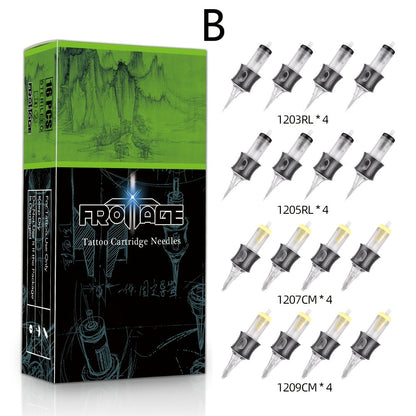 Tattoo Cartridge Needles 16pcs Froinage Mixed Models High Transparency Tips Secure Assembly Adjustable Threading Sterile Disposable for Tattoo Pen Machine Beginners Artists PMU