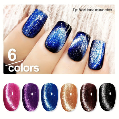 Cat Eye Gel Polish 8ml Holographic Chameleon Flash — Magnetic Sand 3D Color-Shifting Semi-Permanent UV LED Gel Varnish for Salon & Home DIY Nail Art, Gift for Women