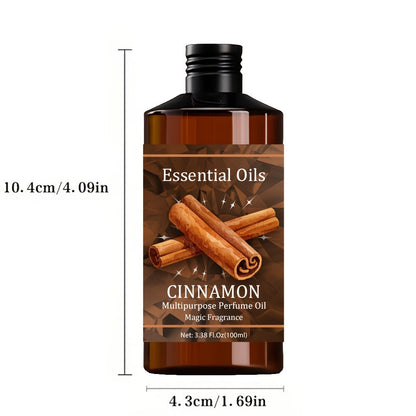 Cinnamon Essential Oil 100ml — 100% Pure Warm Spice Aromatherapy Oil for Diffuser, Skin Care, Hair & Scalp, Massage & Meditation, Cozy Gift for Women and Men