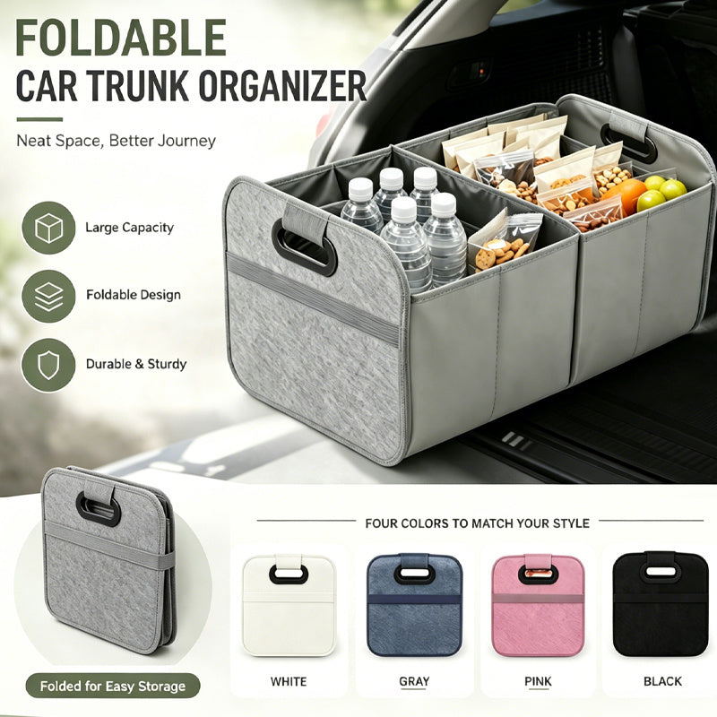 Foldable Car Storage Box, Portable And Durable with Handle, Suitable for All Cars, Suvs, And Minivans, Ideal for Indoor And Outdoor Storage