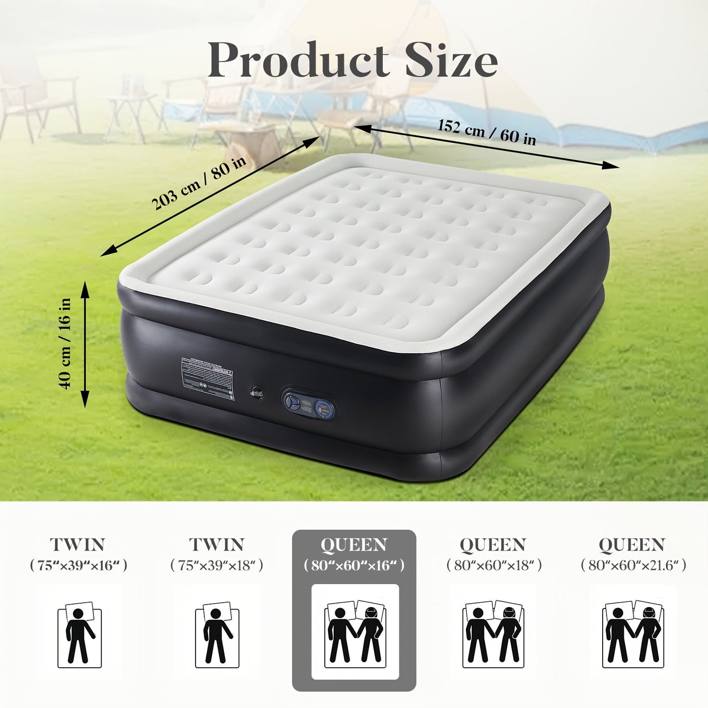 Camping Air Mattress with High-Capacity Pump - Anti-Deformation Honeycomb PVC Construction, Soft Flocking Top for Comfort, Outdoor Inflatable Sleeping Pad for Tent Camping Backpacking Adults