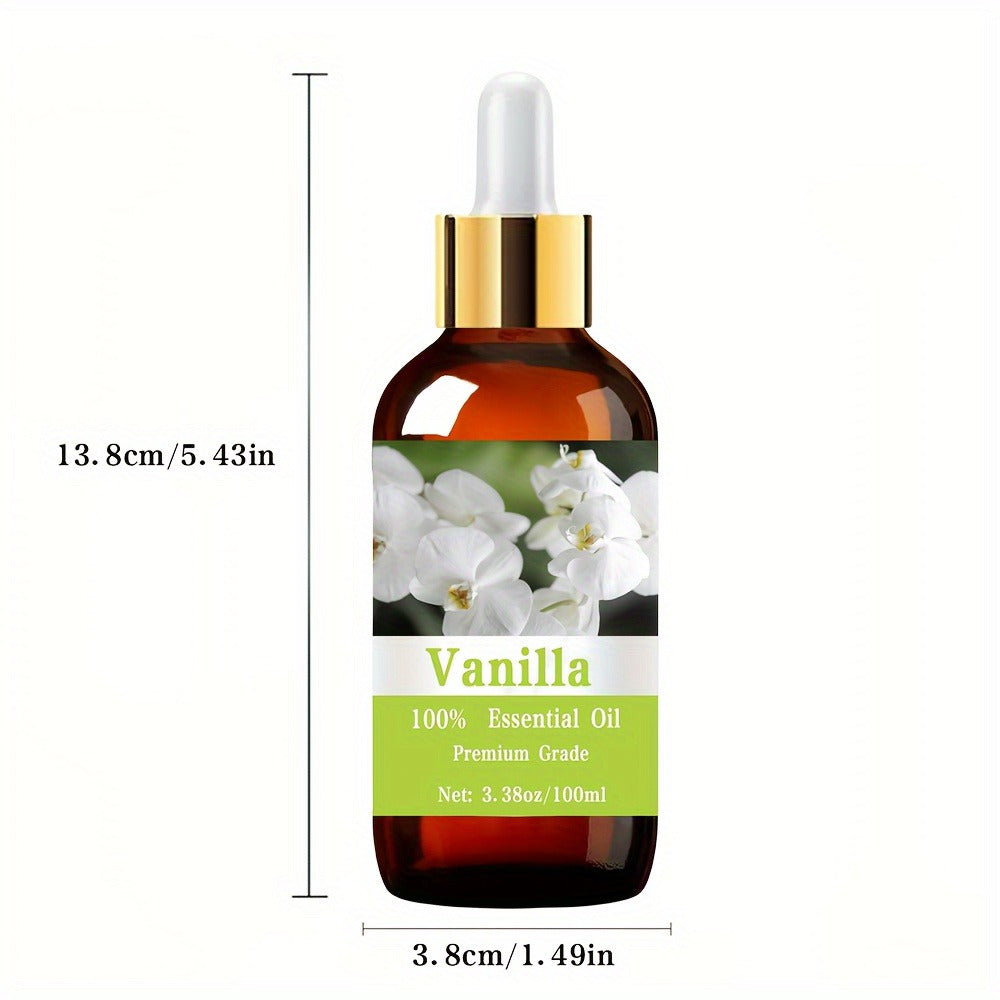 Vanilla Essential Oil 100% Pure Undiluted 100ml 3.38oz — Warm Sweet Scent for Hair Nourishing Skin Nail Moisturizing Massage Aromatherapy Diffuser Meditation Relaxation Body Oil Women Men