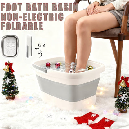 Collapsible Foot Spa Bath with Heat Bubble Massager & Remote Temperature Control - 3 Pedicure Attachments Foldable Foot Soak Tub with Handle for Home Relaxation Pedicure, Gift for Women, Rose Red