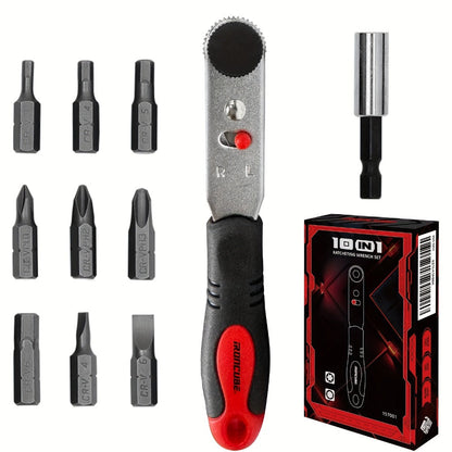Ratchet Angle Screwdriver Set 10-in-1 & 16-in-1 – Magnetic Multi-Bit Right Angle Screwdriver for Tight Spaces, DIY, Bike Repair & Home Maintenance, Compact Flexible Tool Kit