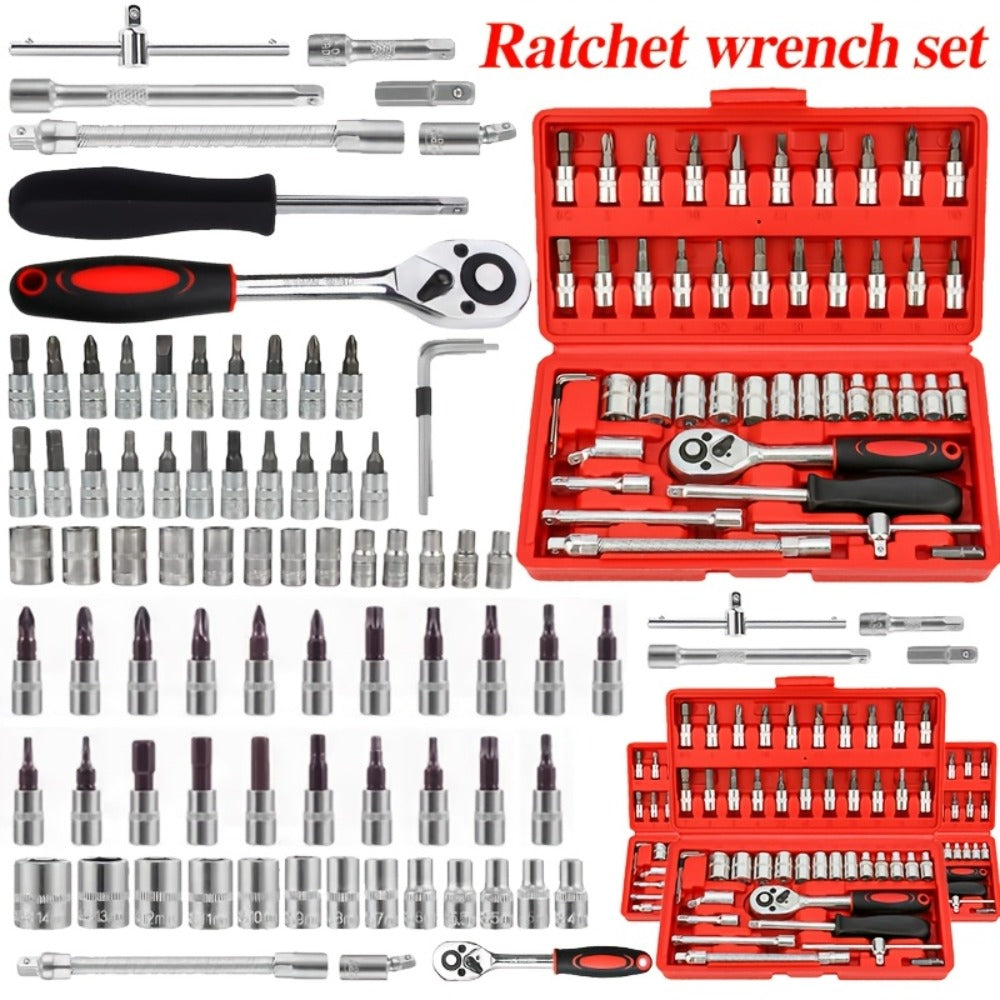 Automotive Socket Repair Tool Kit 45 / 898-Piece – 1/2-Inch & 1/4-Inch Drive Socket Set for Car Repair & Home Projects, Complete Mechanic Tool Kit, Perfect Gift for Men