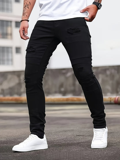 Men's Skinny Jeans - Classic Wash Patchwork