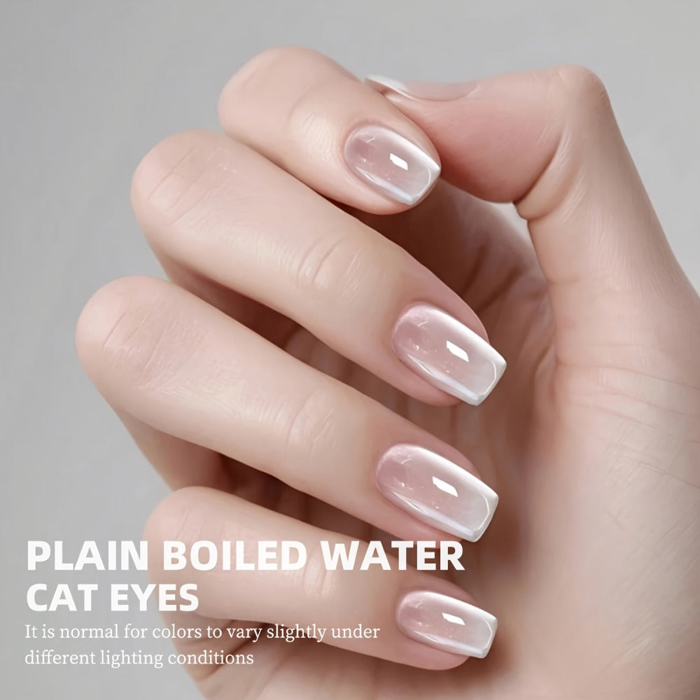 Magnetic Cat Eye Gel Nail Polish 5 Color Set Ruby Red Raspberry Blackberry White Moonlight Plain Water UV LED Soak Off Shimmer 3D Glass Bead Effect Nail Art Kit for Women Home Salon
