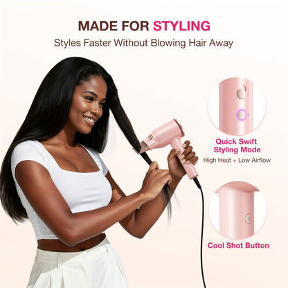 Diffuser Hair Dryer for Curly Hair 1875W Ionic Blow Dryer - Lightweight Compact Professional Frizz Control Fast Drying Styling Tool for Women Men Gray White
