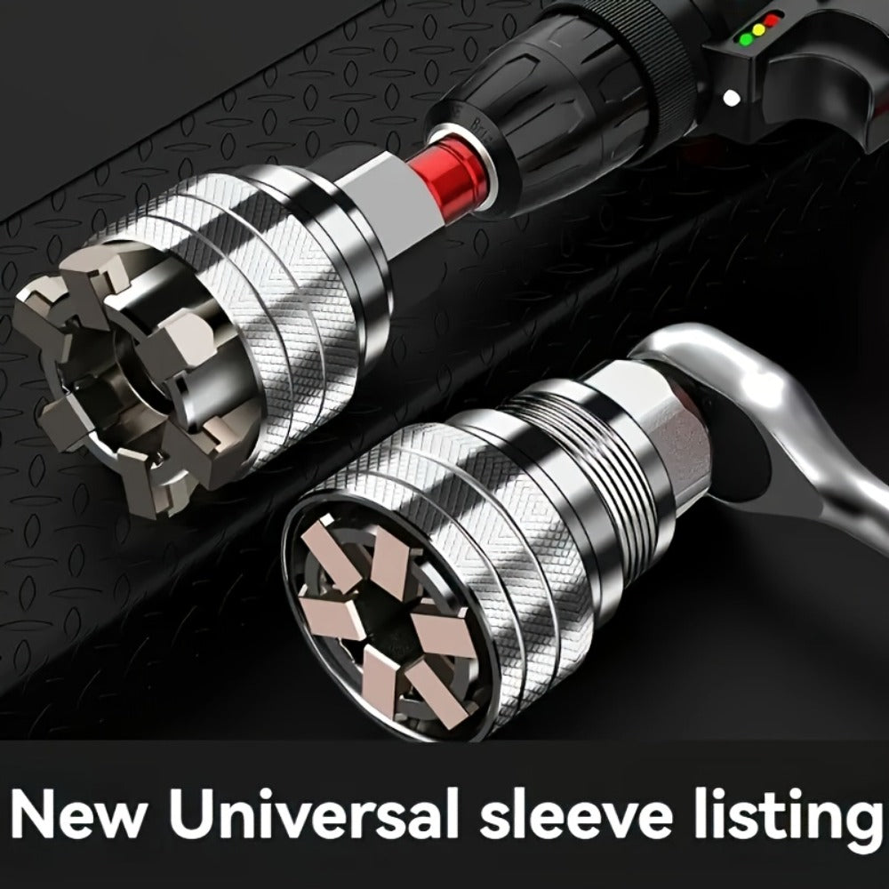 Universal Socket Wrench Adapter 10-19mm - Adjustable Hex Nut & Bolt Socket, Fits 3/8" Drive Ratchet, Torque Wrench & Electric Drill, All-in-One Socket Tool for Home & Professional Use