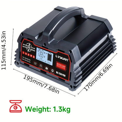 Smart Battery Charger 12V 25A 24V 12A 8-Stage Trickle Charger with Temperature Compensation for LiFePO4 Lead Acid Car Truck Motorcycle Boat Batteries