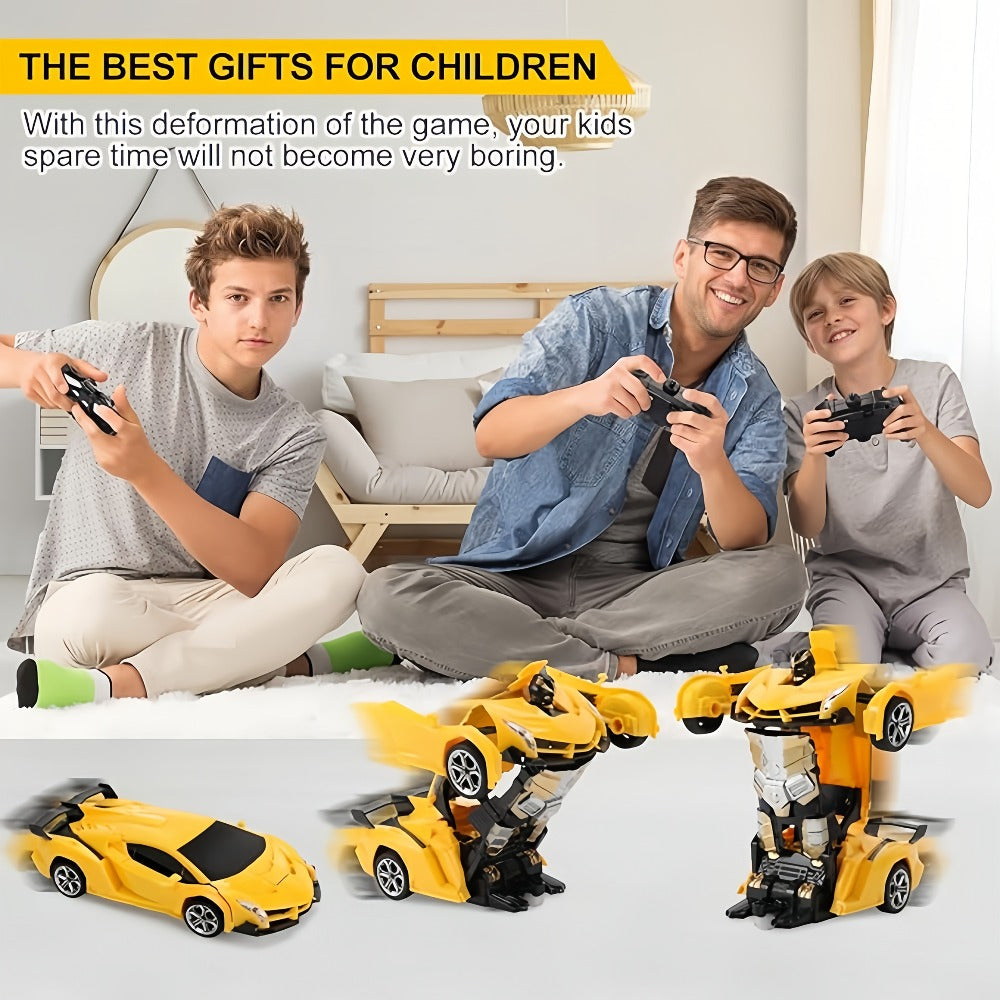 Transforming RC Robot Car for Kids 2.4GHz – One-Button Deformation Stunt Car 360 Drift LED Lights, Remote Control Toy Gift for Boys Ages 3 4 5 6 7 Birthday Easter Christmas (Red/Blue/Yellow)