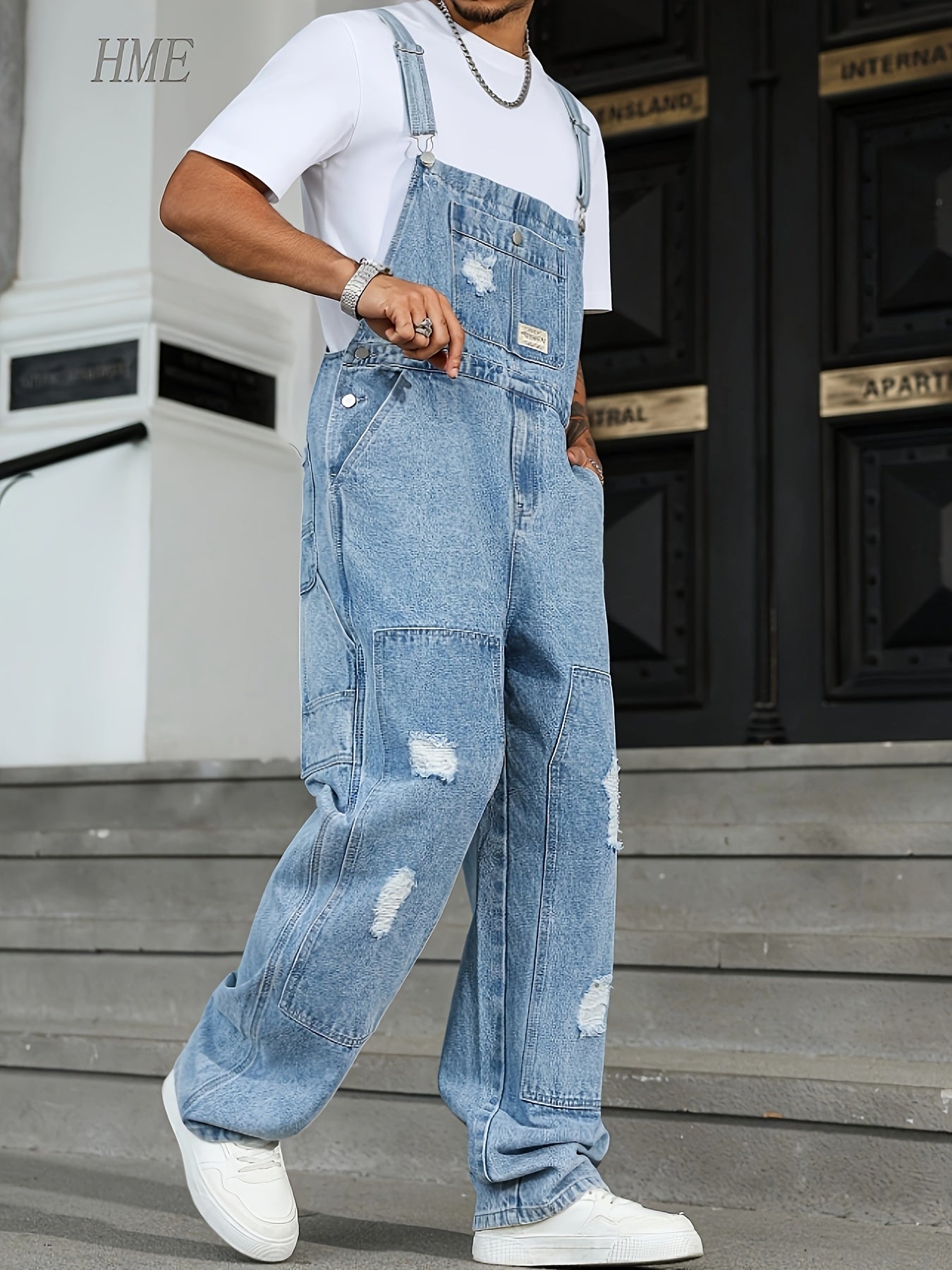Men's Denim Overalls - Pocket Detail 907237