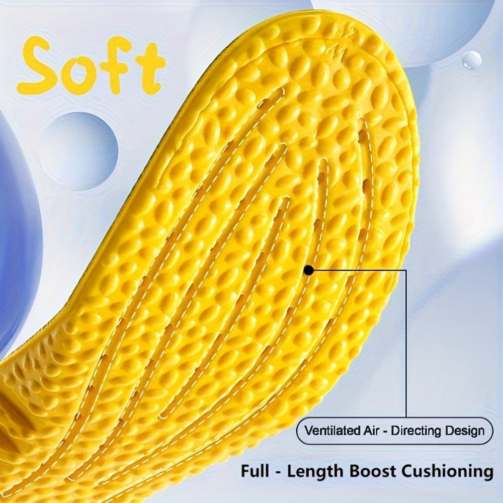 PU Insoles Shock Absorbing 2 Pairs - Full-Length Polyurethane Shoe Inserts with Arch Support, Breathable Moisture-Wicking Odor-Resistant, Knee Protection Heel Pad for Men & Women EU35-46