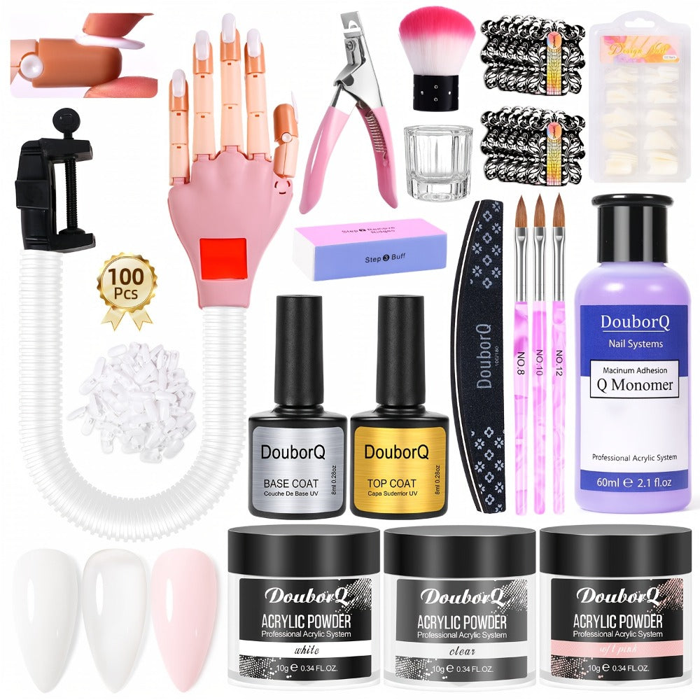 Nail Practice Hand Flexible Fake Hand Model Training Kit for Acrylic Nail Art – Nail Glove Set with Pink Hand Mold for Beginners & Professional Nail Technicians