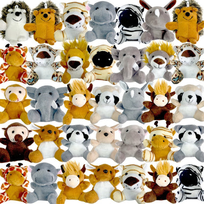 Mini Stuffed Animals Bulk 12 or 24 Pack – Forest Animal Plush Set for Animal Theme Party Favors, Classroom Treasure Box Prizes, Goodie Bag Fillers, Birthday Christmas Easter Gifts for Kids
